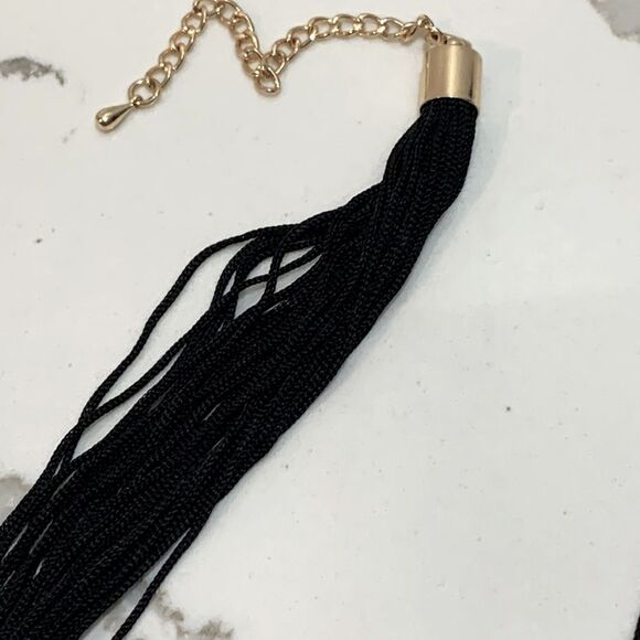 Macy’s | 22” Black Gold Tassel Women’s Strands Choker Necklace - Picture 7 of 11
